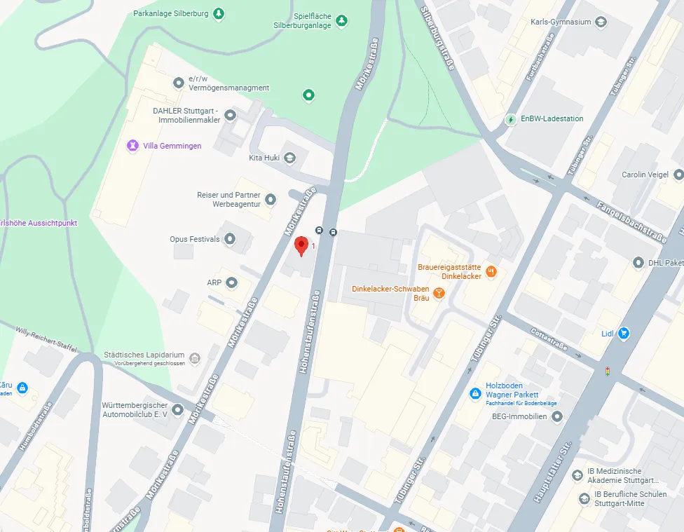 Karte der Umgebung: Mörikestraße 1, 70178 Stuttgart